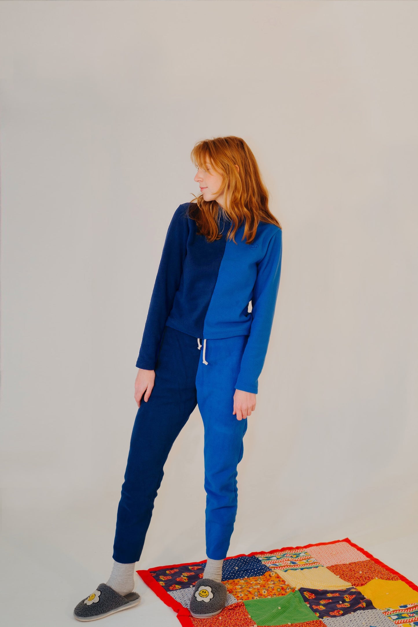 Fleece Mock Neck in Blue Crush