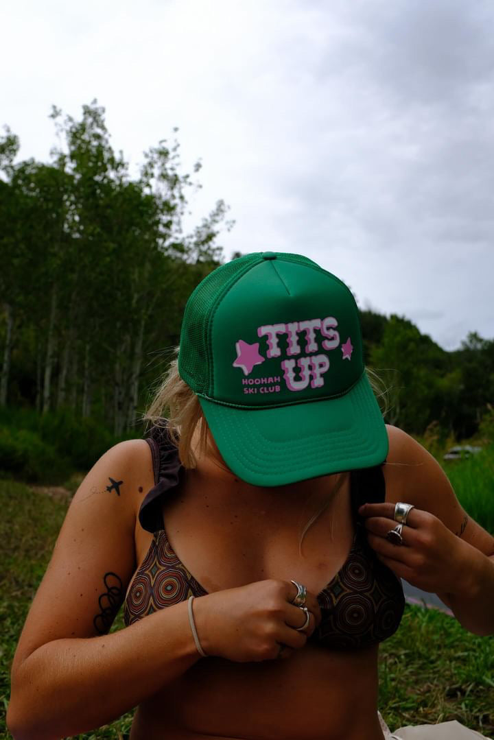 Tits Up Trucker Hat in Emerald