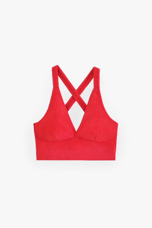 Fuzzy Crop Top in Cherry