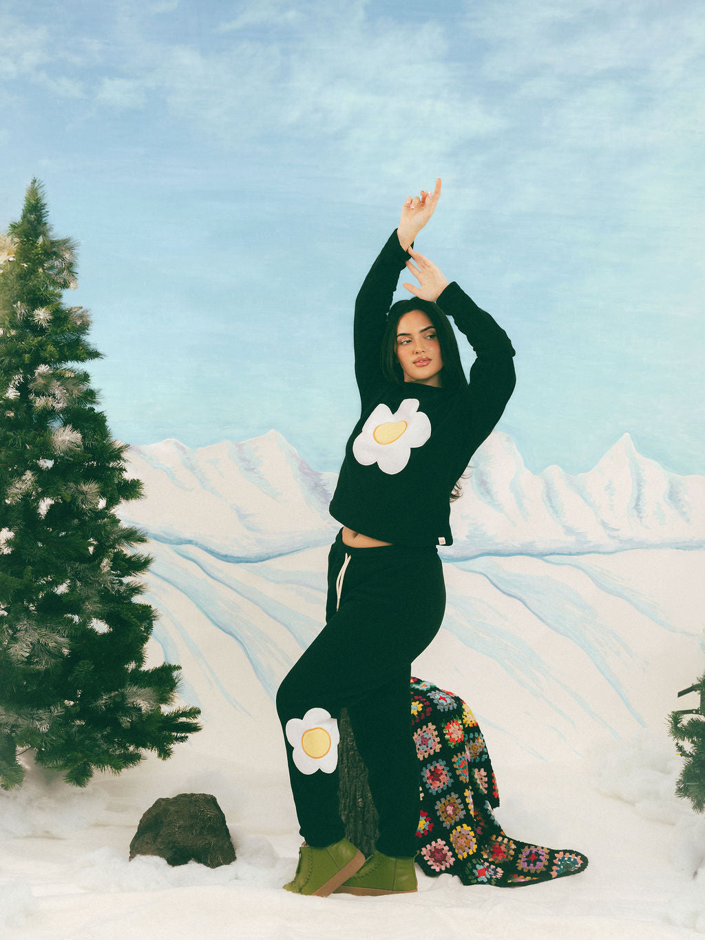 Fleece Sunny-Side Mock Neck in Black