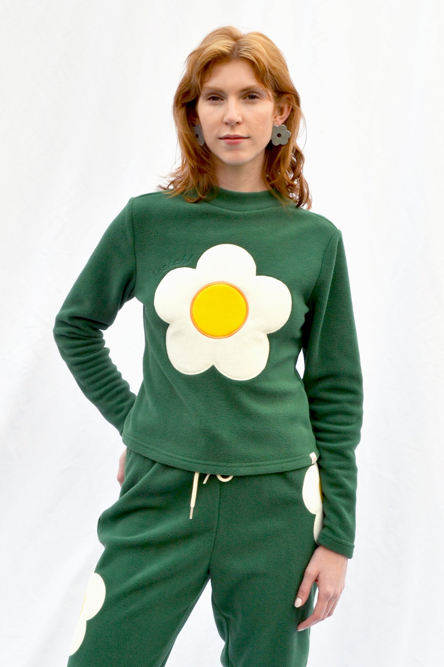 Fleece Sunny-Side Mock Neck in Pineneedle