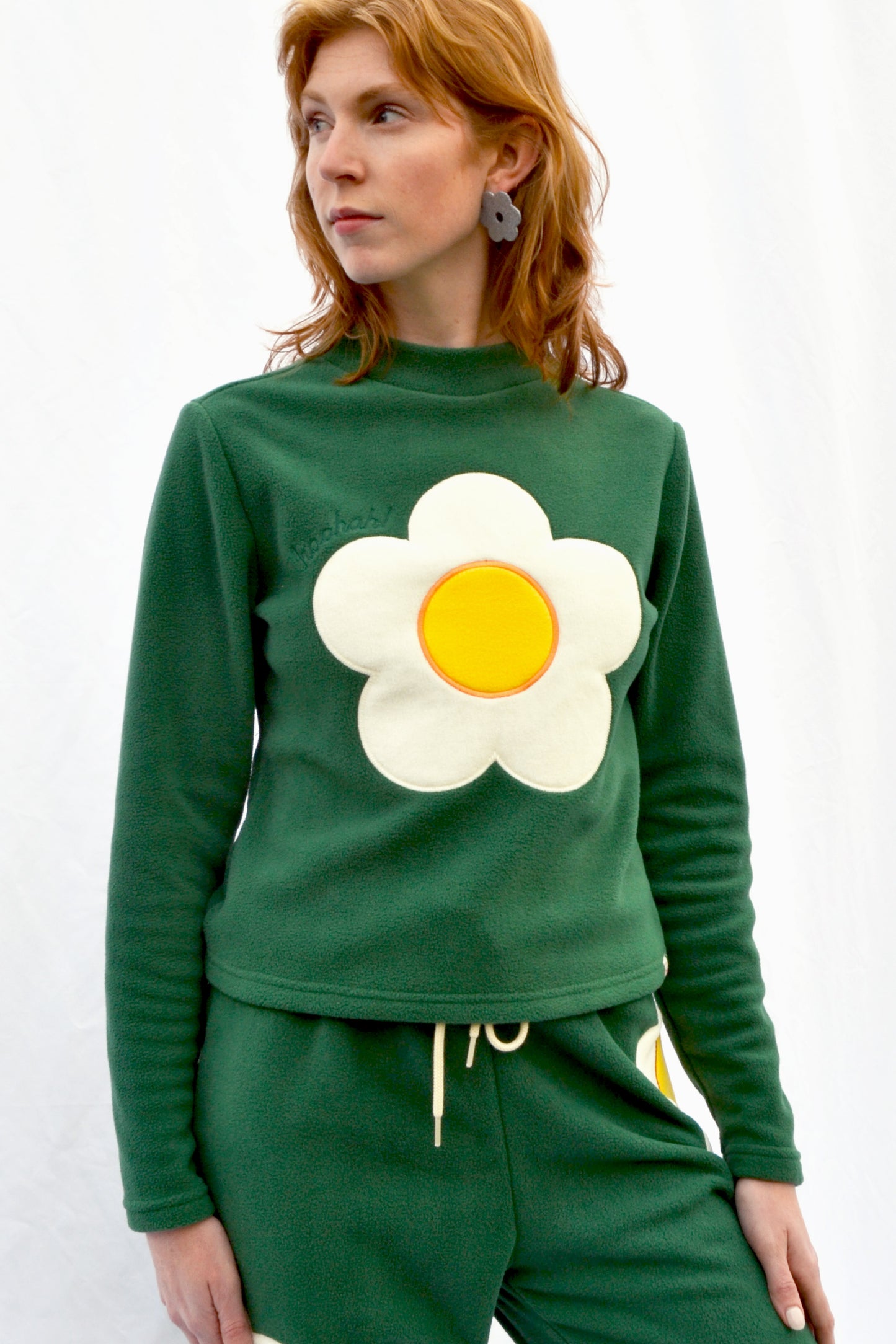 Fleece Sunny-Side Mock Neck in Pineneedle
