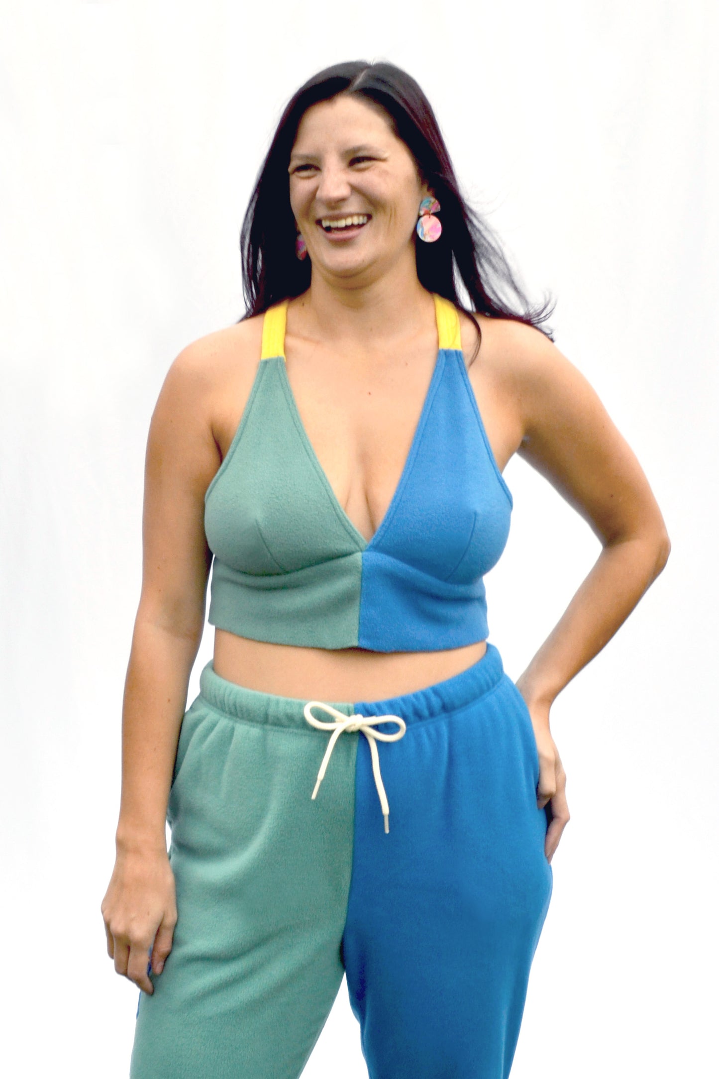 Fleece Bra Top in Beryl Blue