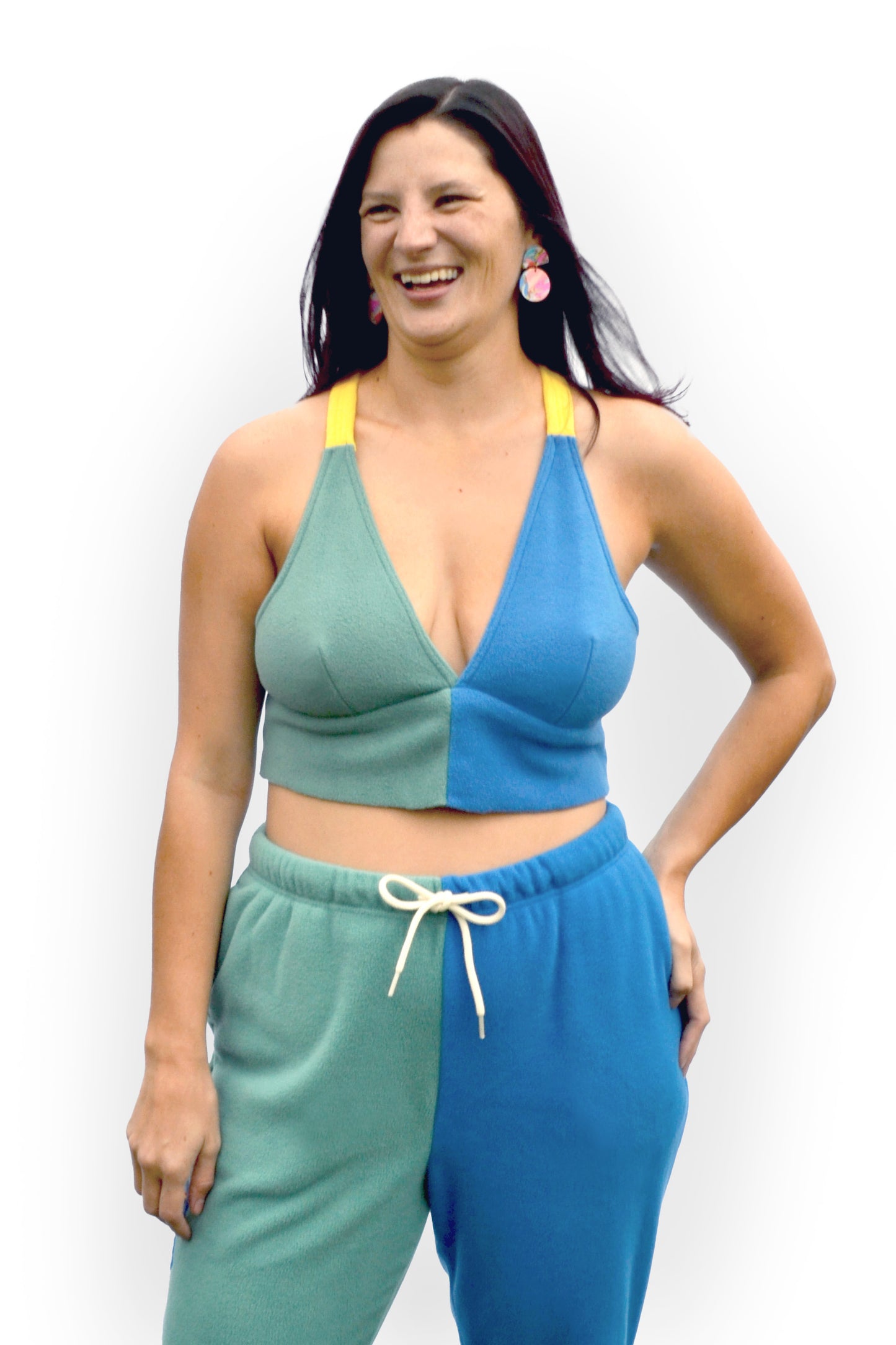 Fuzzy Crop Top in Beryl Blue