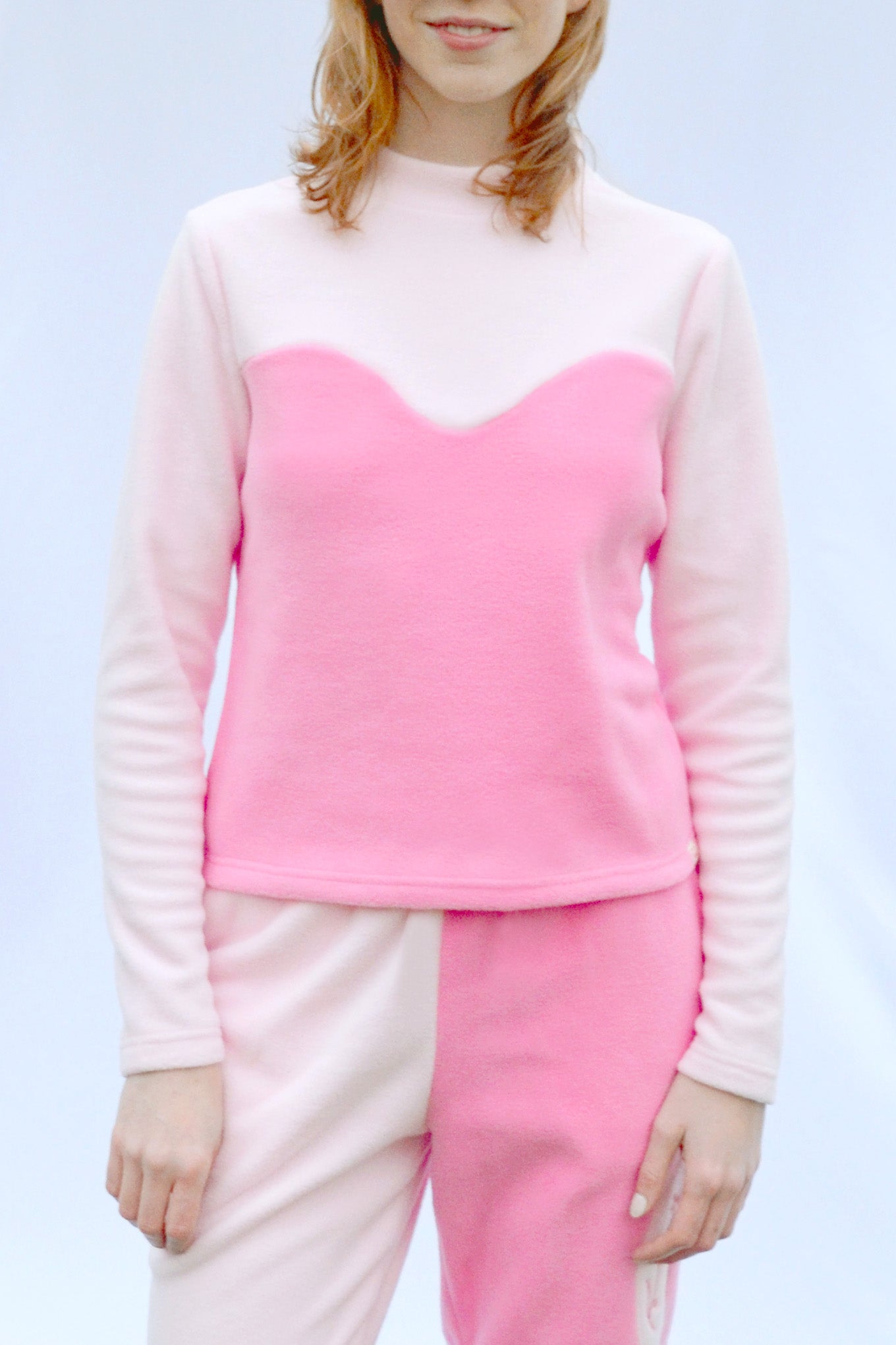 Fleece Sweetheart Mock Neck in Bubblegum