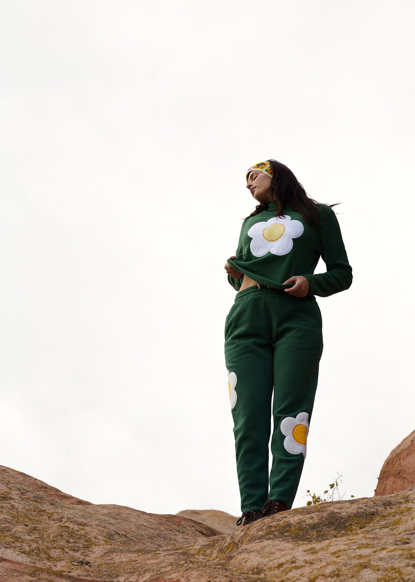 Fleece Sunny-side Joggers in Pineneedle