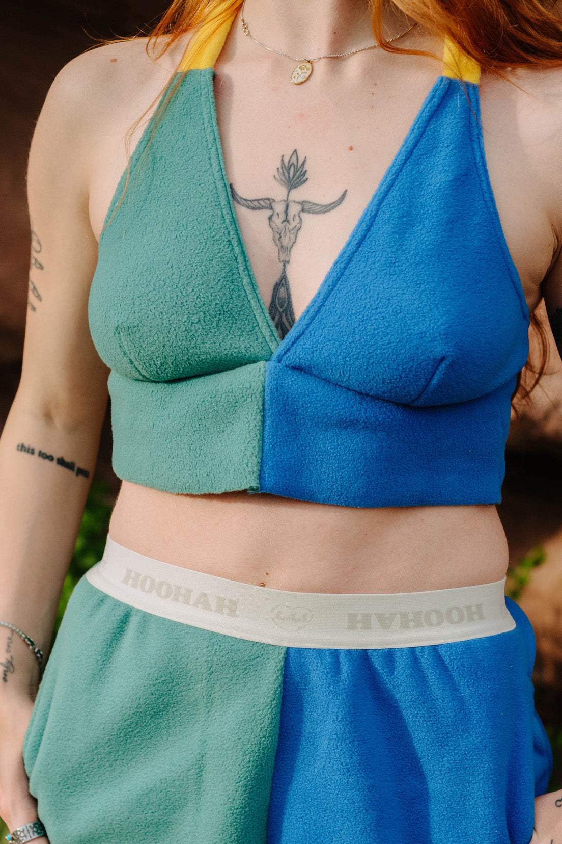 Fuzzy Crop Top in Beryl Blue