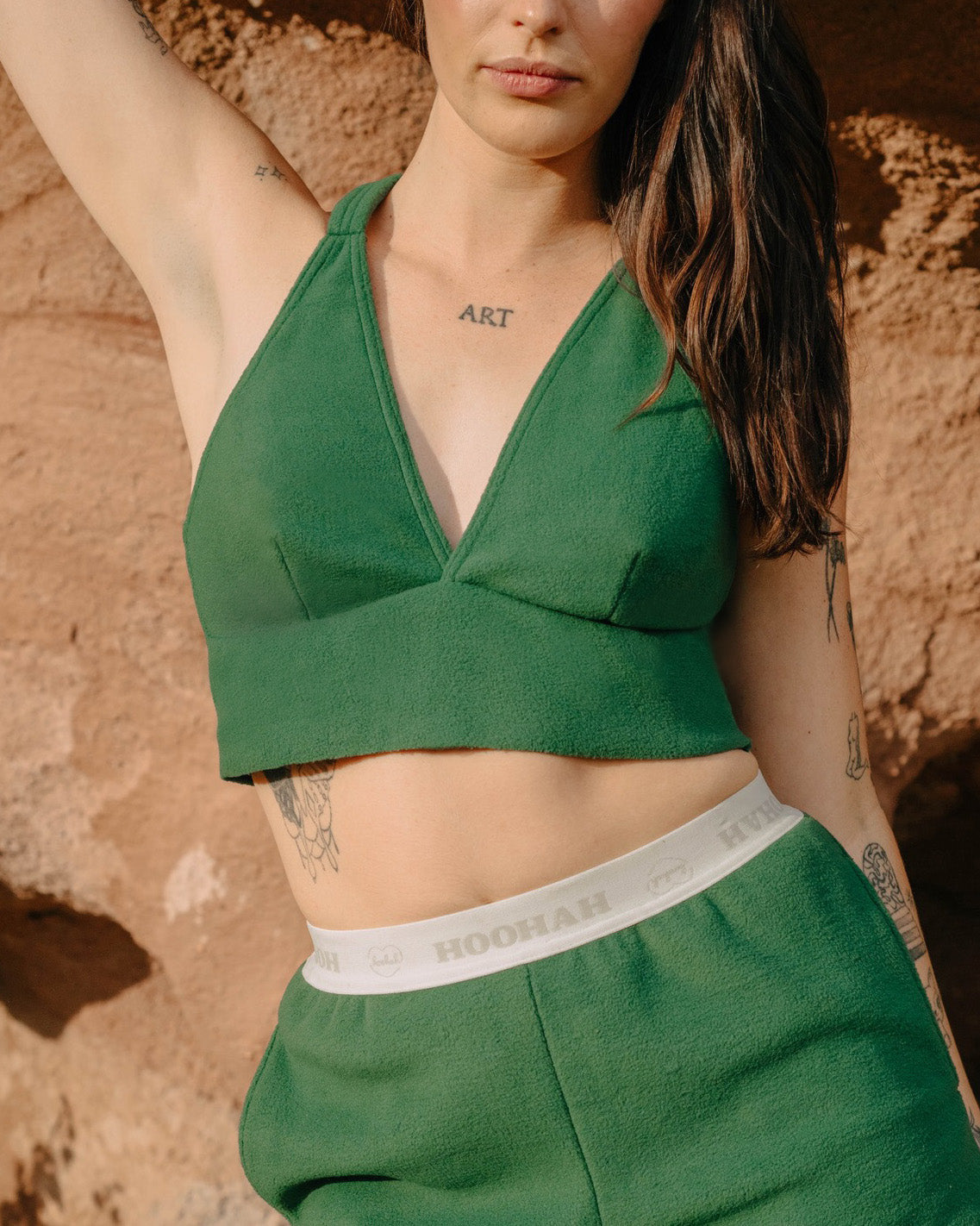 Fuzzy Crop Top in Pineneedle