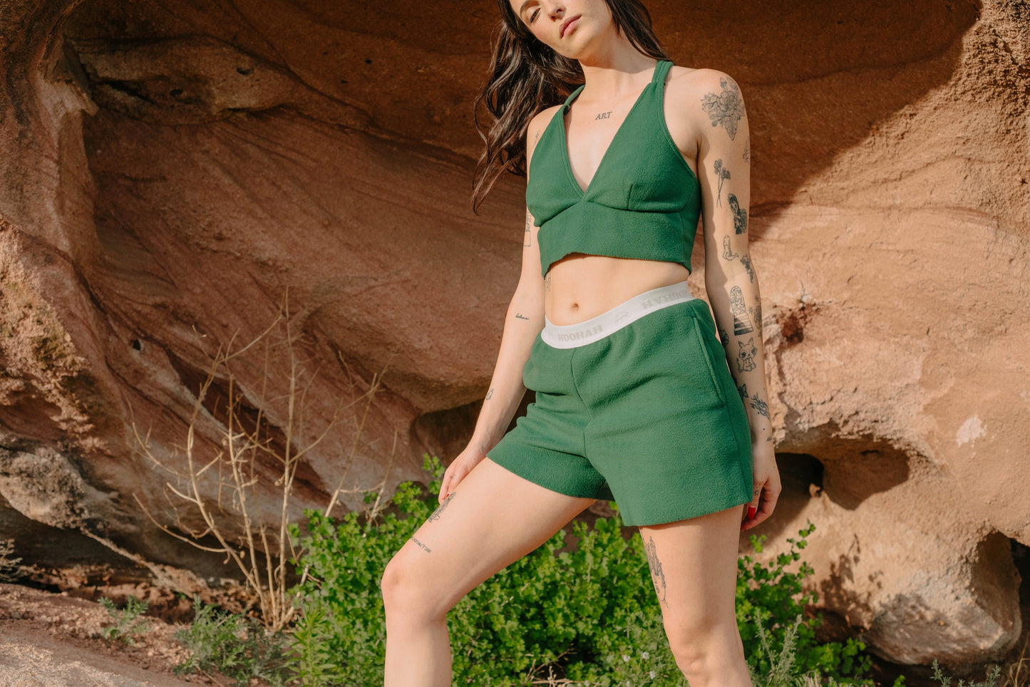Fuzzy Crop Top in Pineneedle