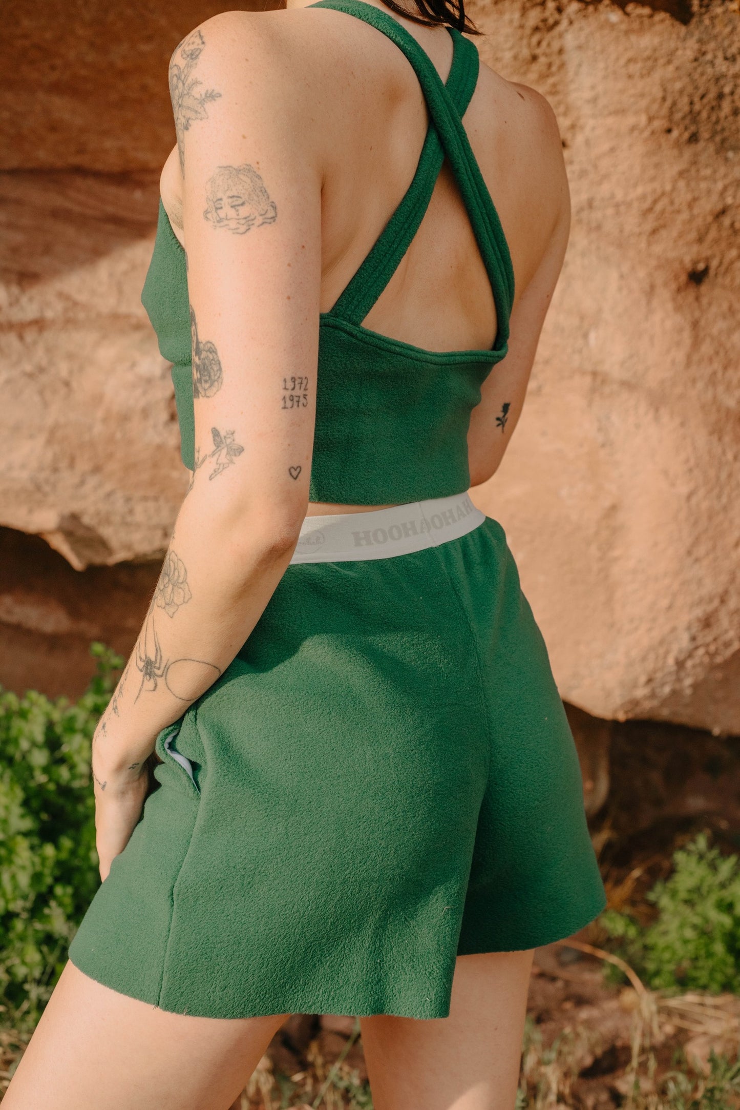 Fuzzy Crop Top in Pineneedle