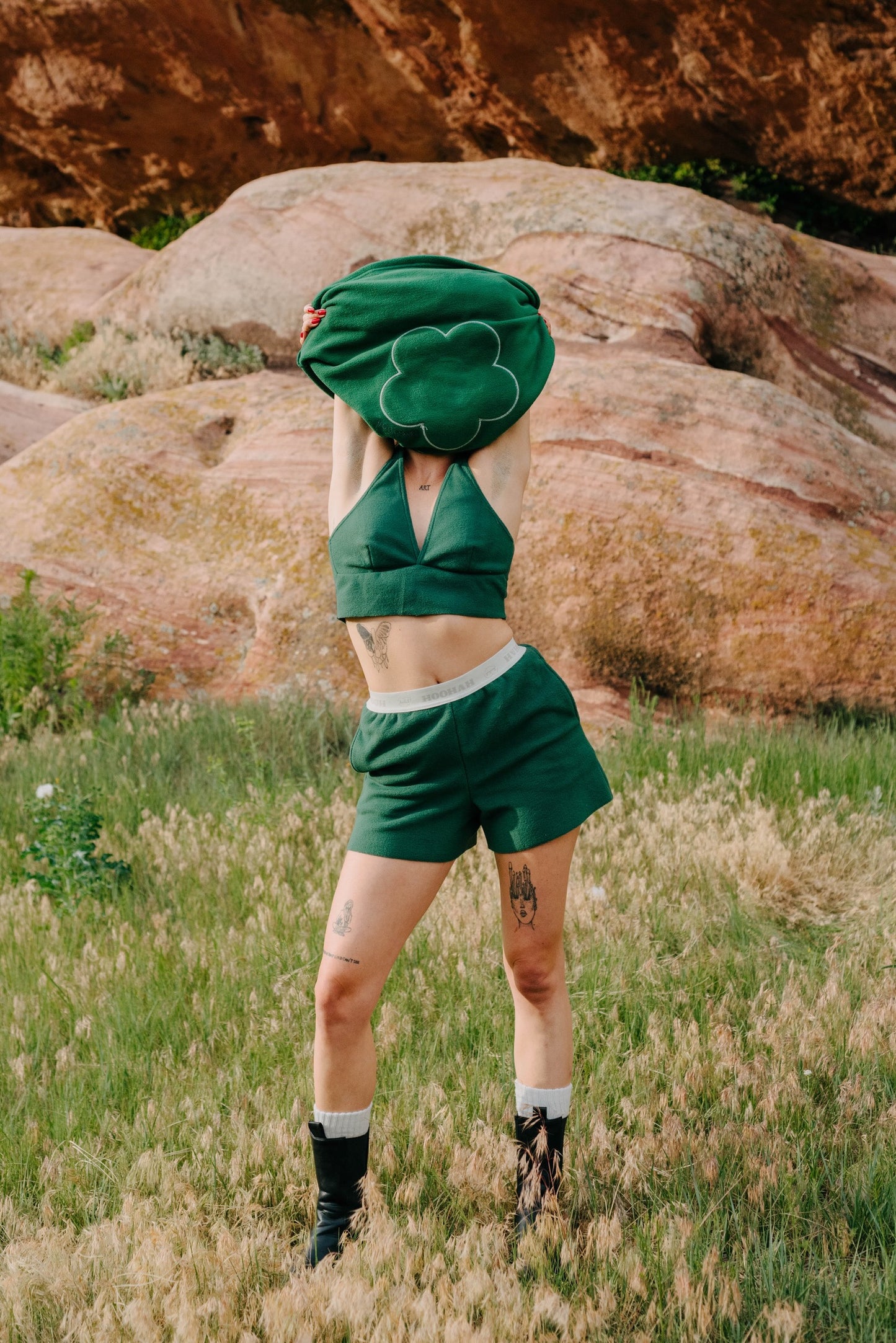 Fuzzy Crop Top in Pineneedle