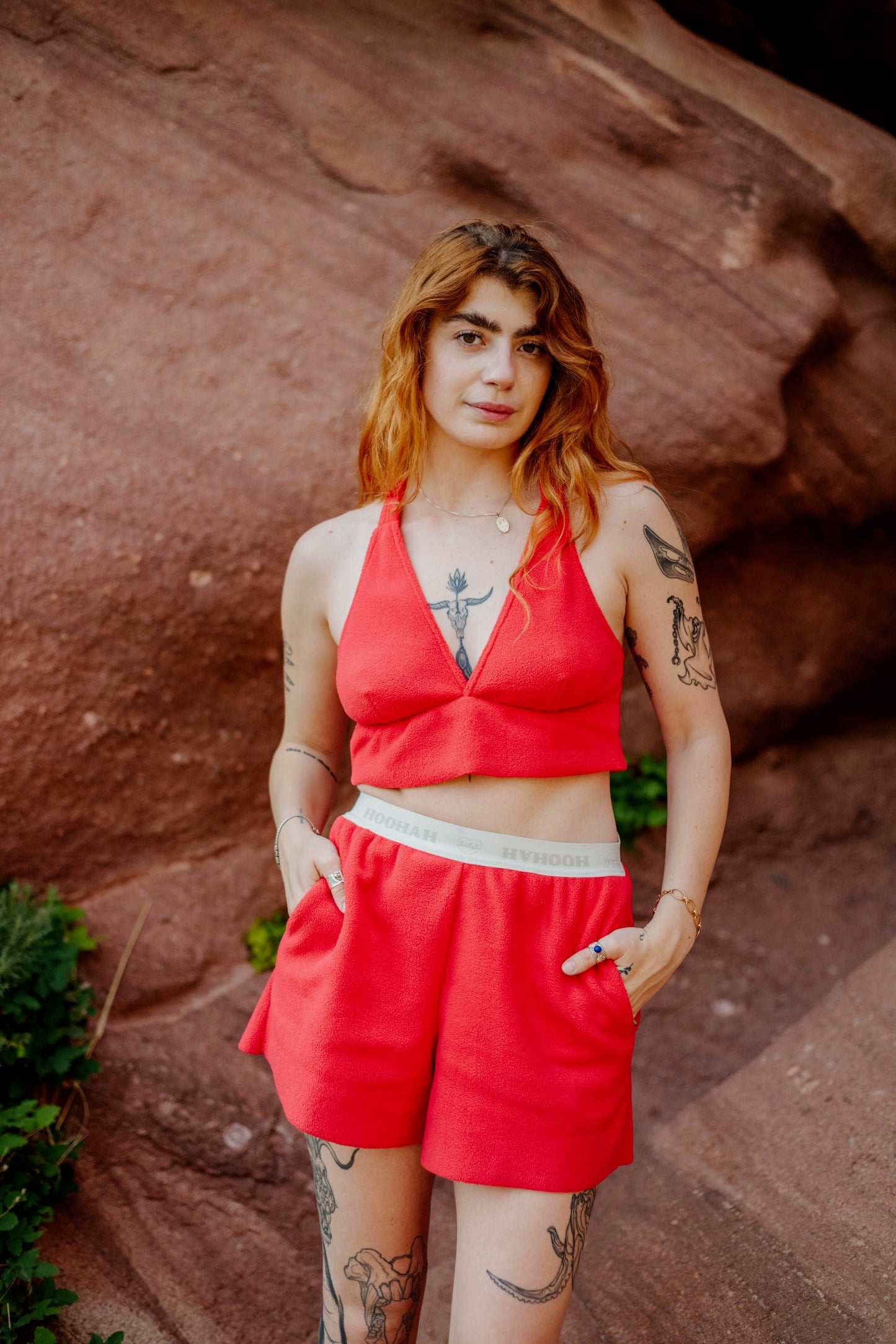 Fuzzy Crop Top in Cherry