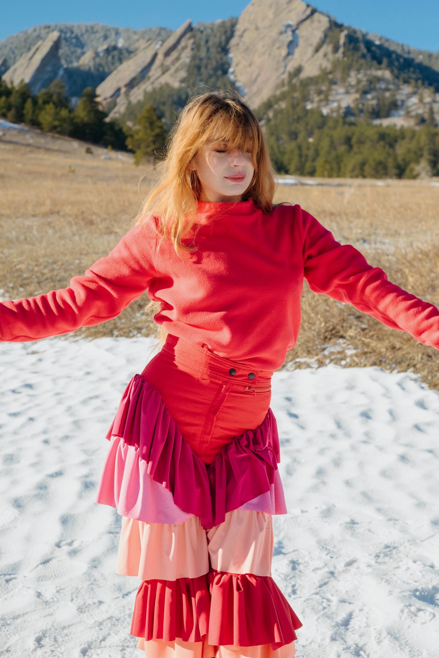 Ruffle Pants in Pink & Red Area 51