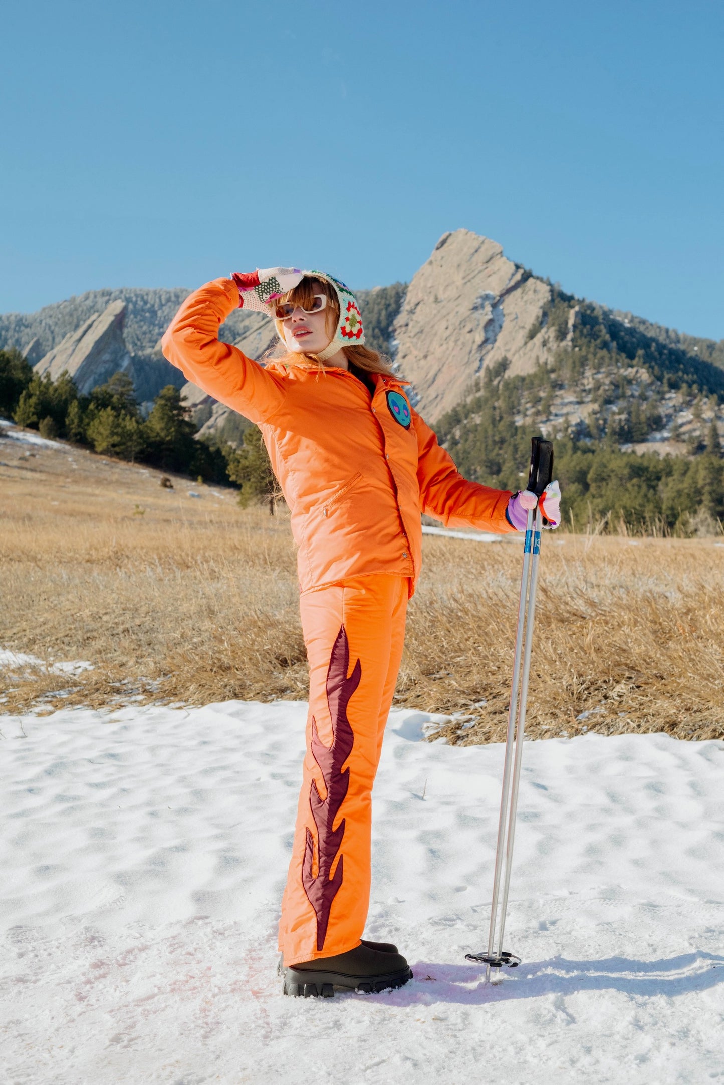 Flame Snow Suit in Orange Area 51