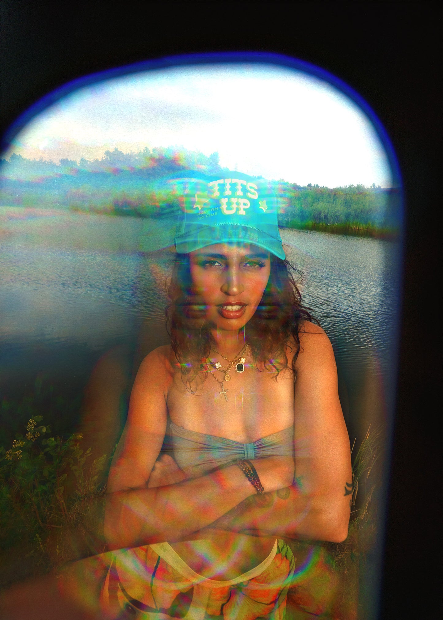 Tits Up Trucker Hat in Teal