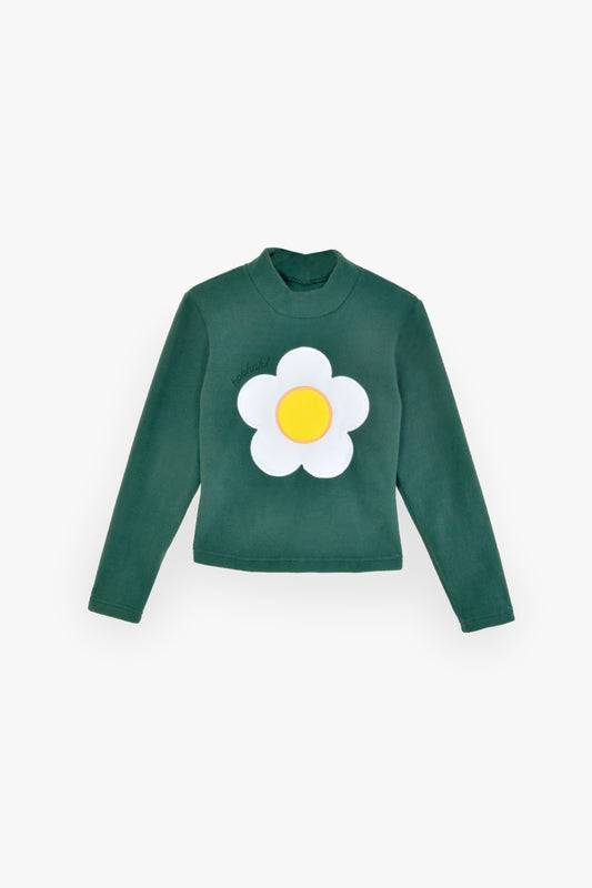 Fleece Sunny-Side Mock Neck in Pineneedle