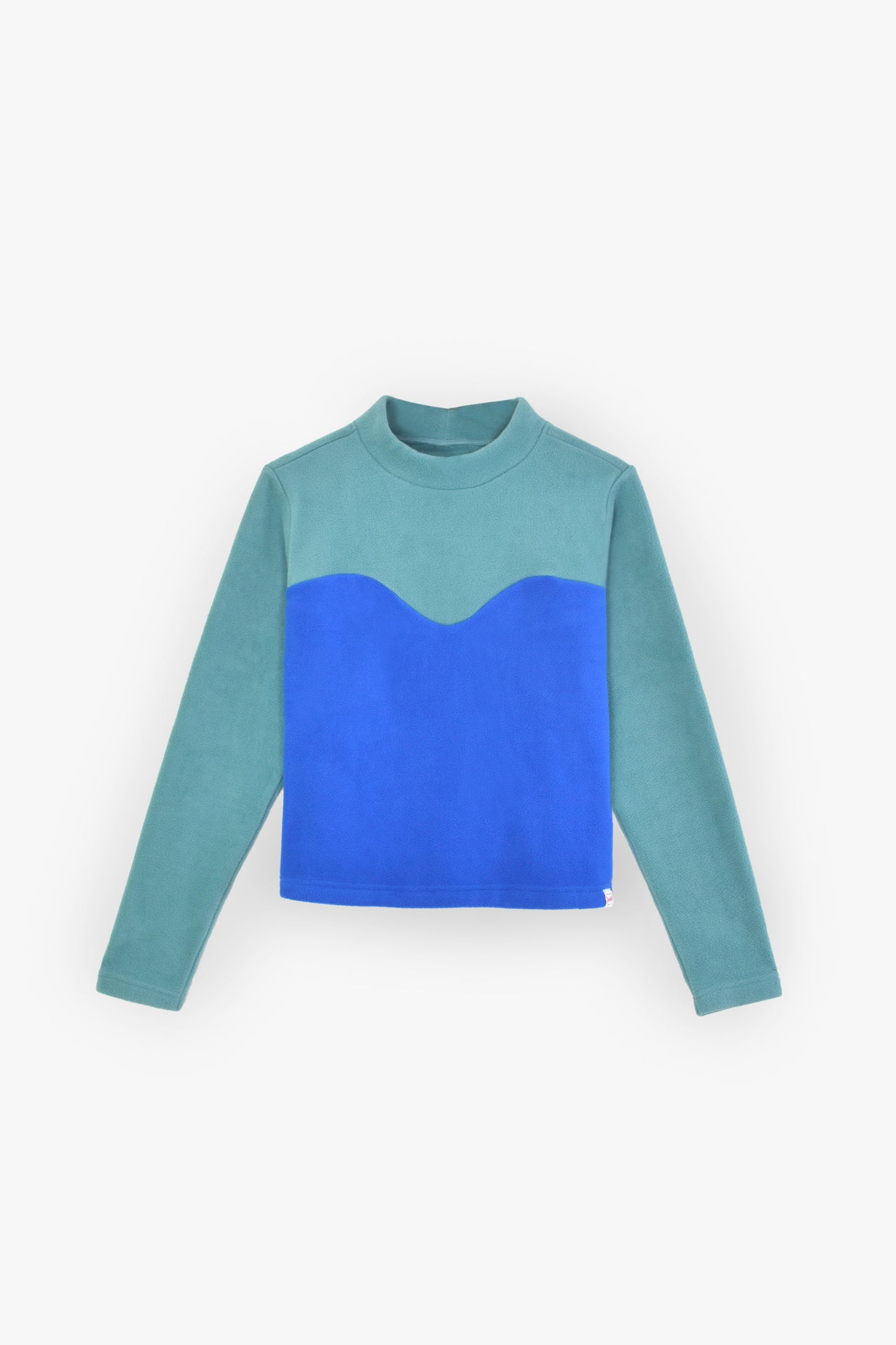 Fleece Western Mock Neck in Beryl Blue