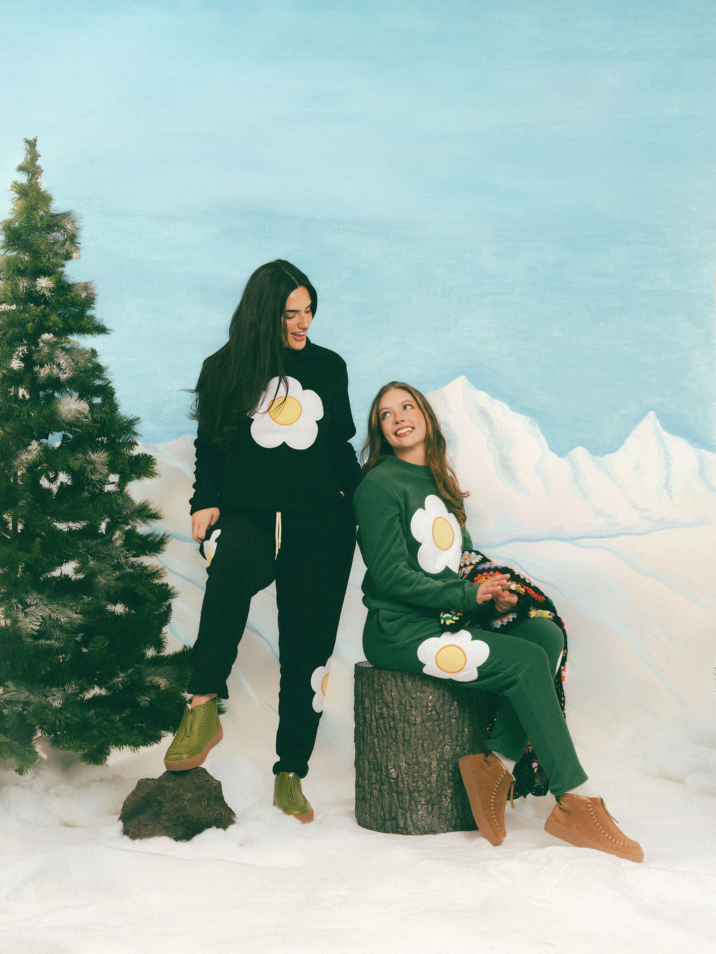 Fleece Sunny-Side Mock Neck in Black