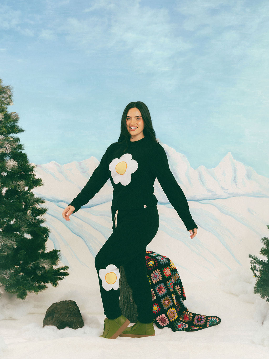 Fleece Sunny-Side Mock Neck in Black