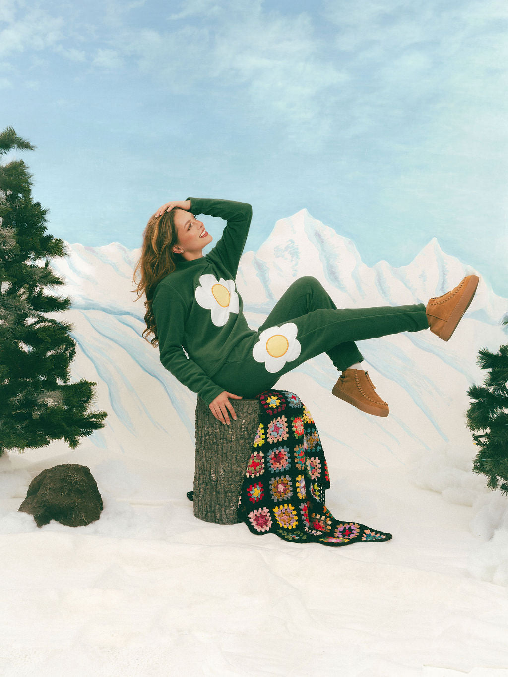 Fleece Sunny-side Joggers in Pineneedle