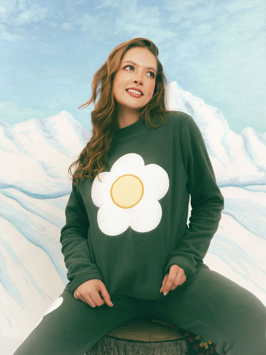 Fleece Sunny-Side Mock Neck in Pineneedle