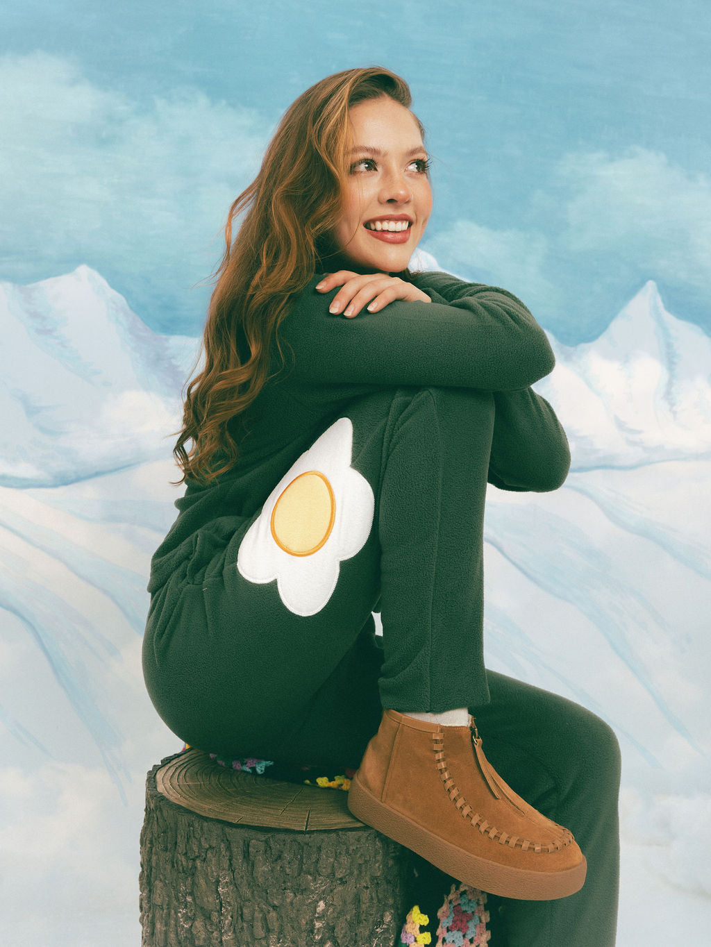 Fleece Sunny-side Joggers in Pineneedle