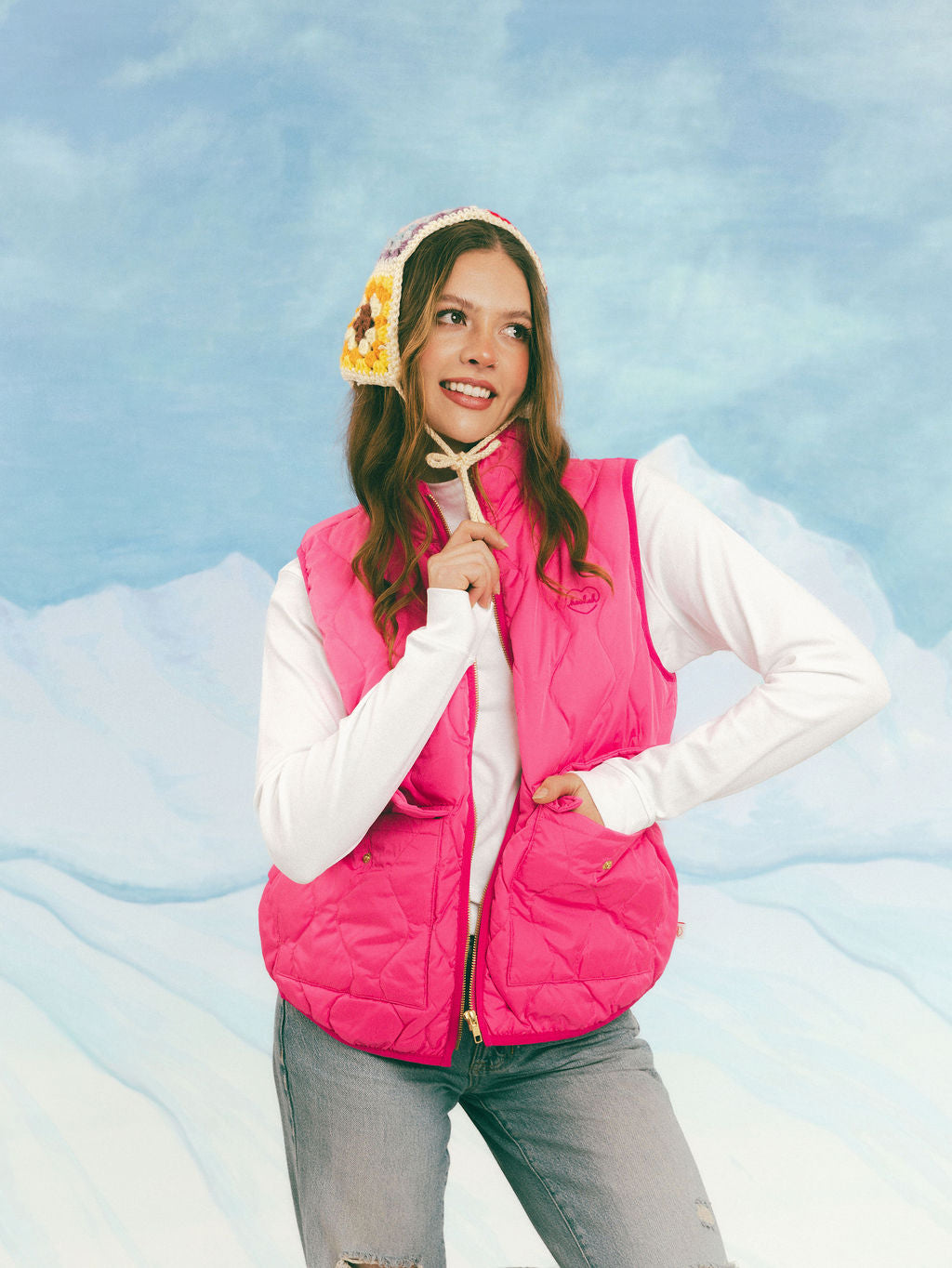 Daisy Vest in Raspberry