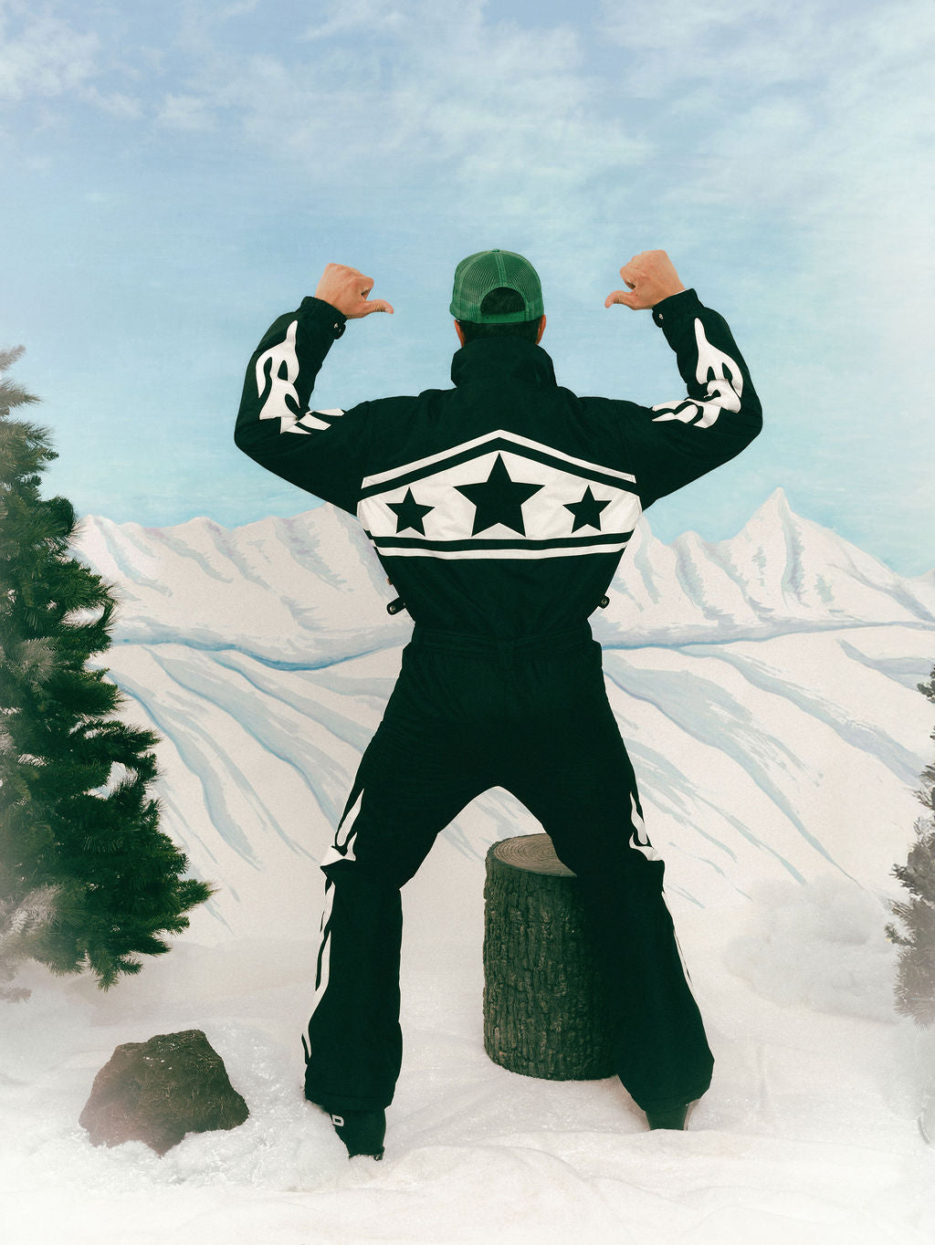 Knievel Flame Ski Onesie – Black Flame Snow Suit – Hoohah