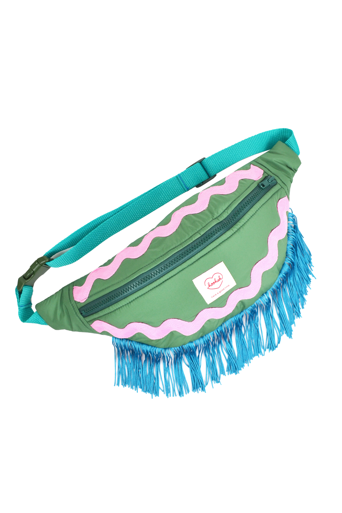 Fringe Fanny Pack in Green & Teal