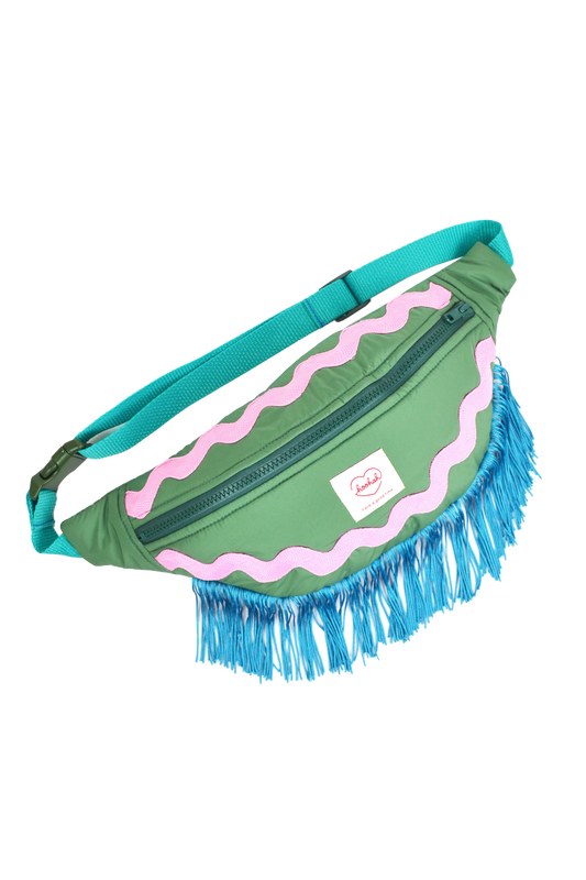 Fringe Fanny Pack in Green & Teal