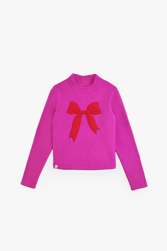 Fleece Bow Mock Neck