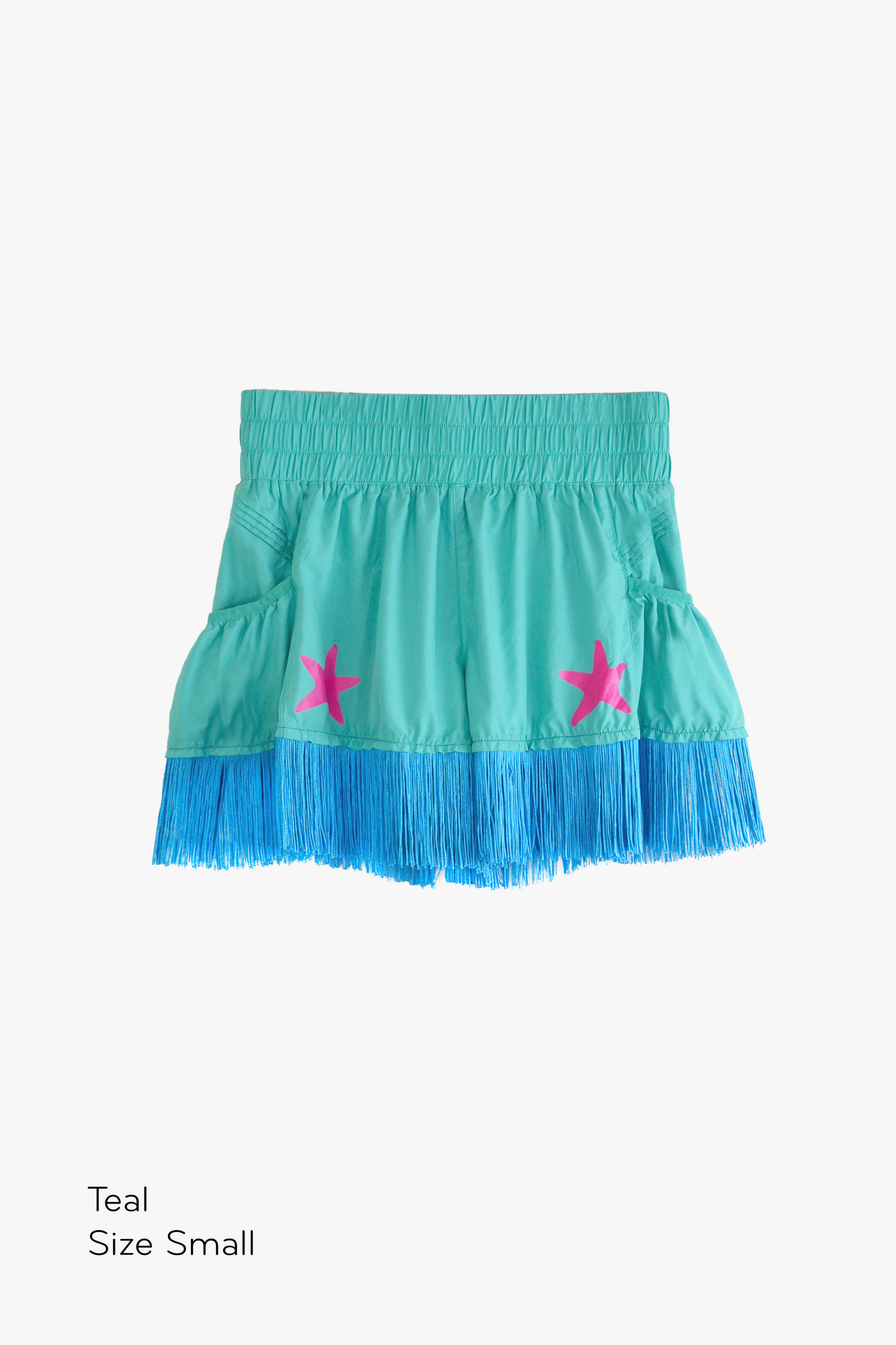 Star Studded Fringe Sport Short in Blue