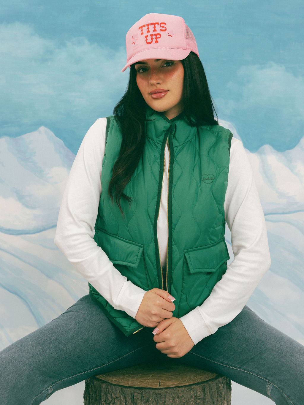 Tits Up Trucker Hat in Pink