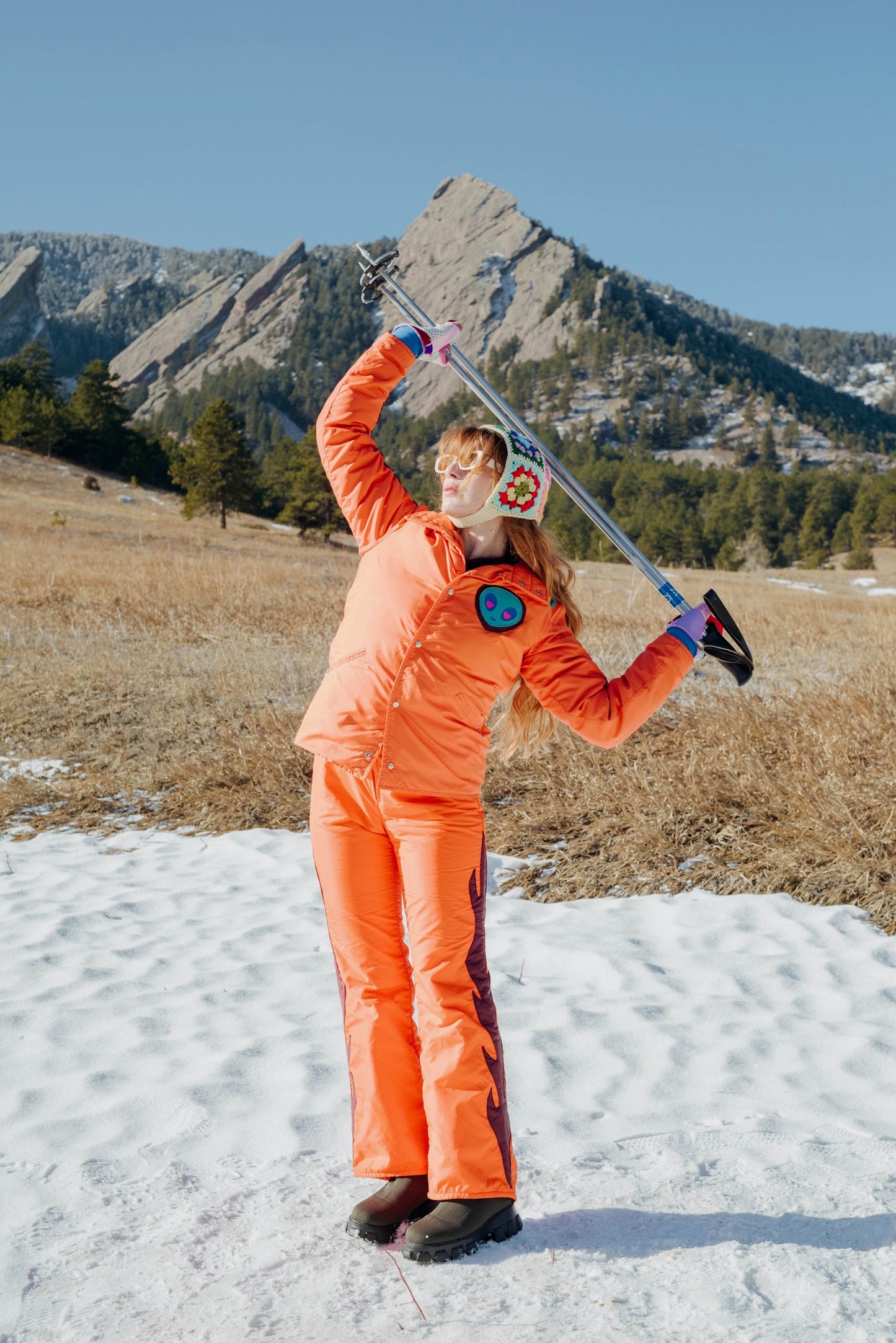 Flame Snow Suit in Orange Area 51