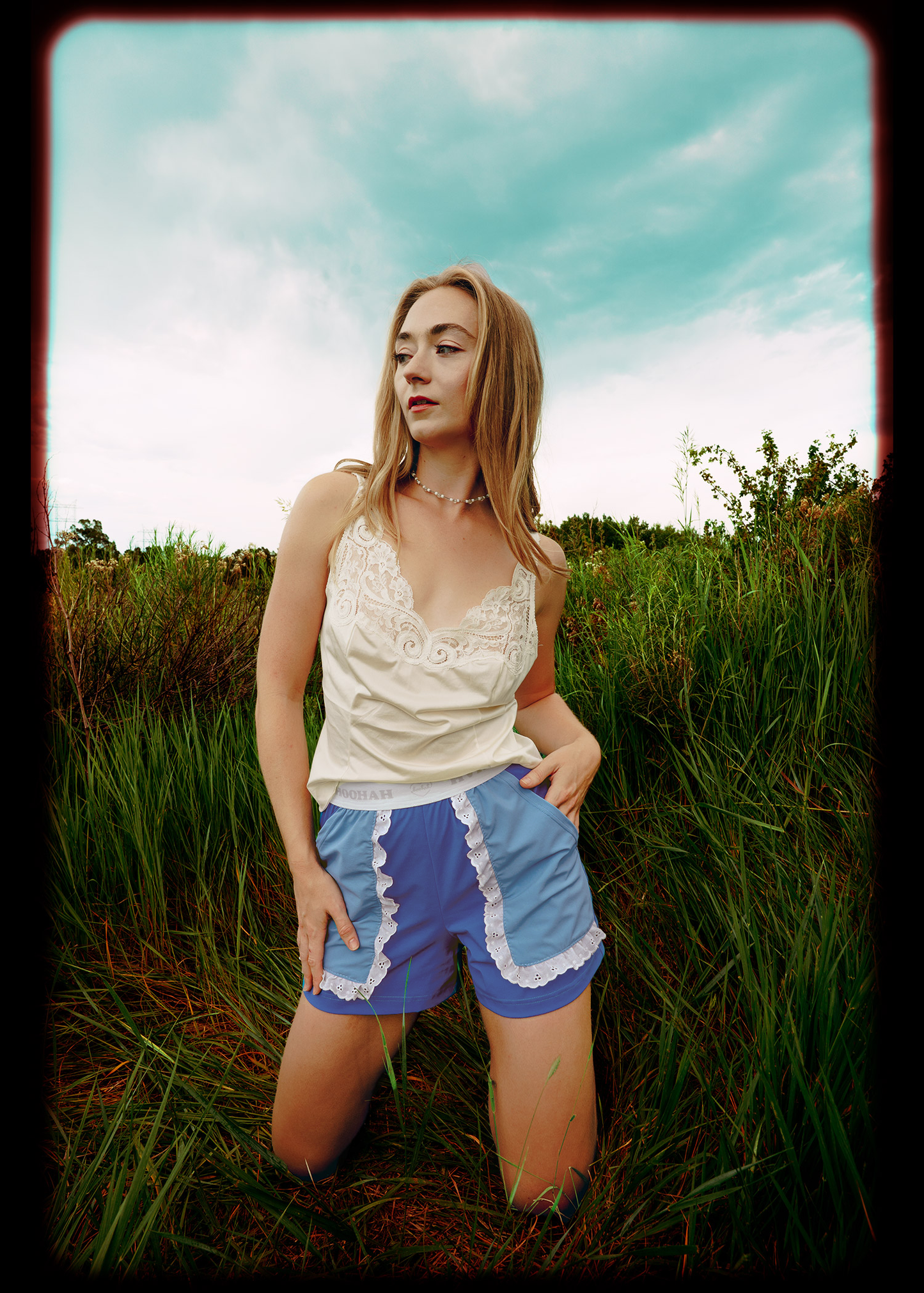 Ruffle Sport Short in Blue