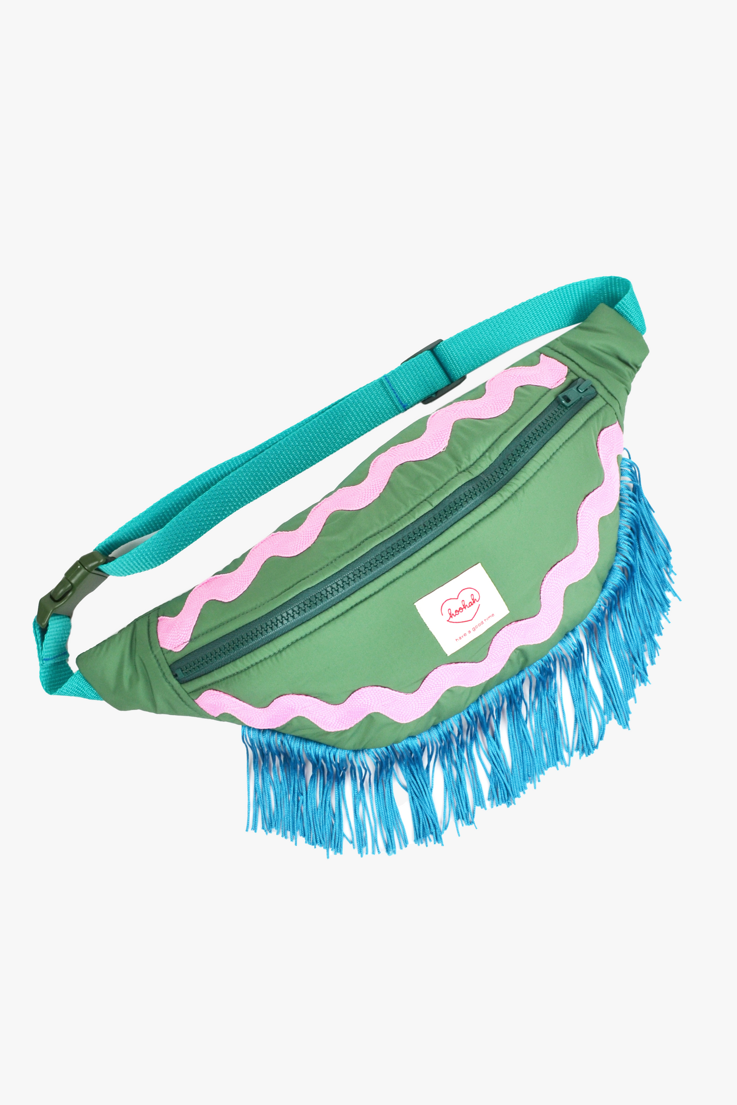 Fringe Fanny Pack in Green & Teal