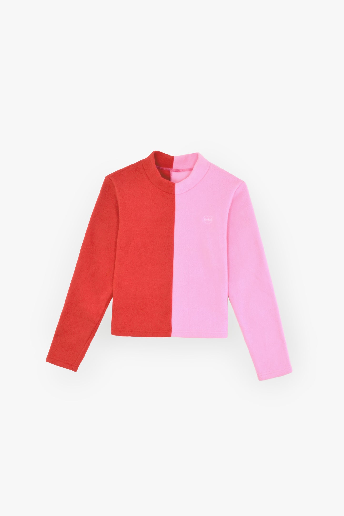 Fleece Mock Neck in Pink & Red